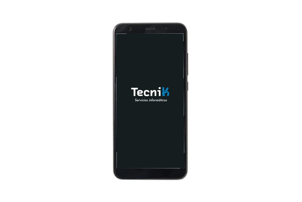 Smartphone con el logo de Tecnik: reparación de iPhone en Reus